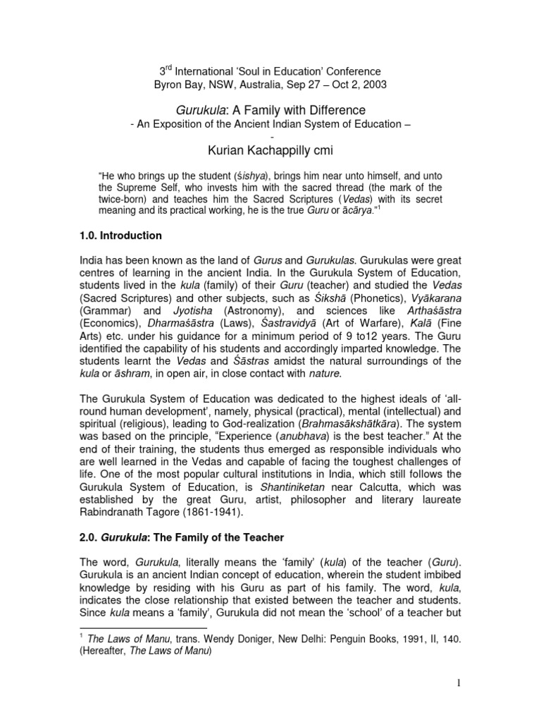 Gurukula: Ancient Indian Education System | PDF | Guru | Vedas