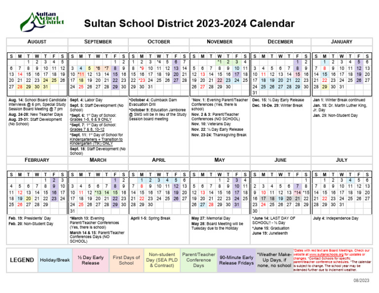 08.2023 FINAL 20232024 SSD Calendar PDF Observances Holidays