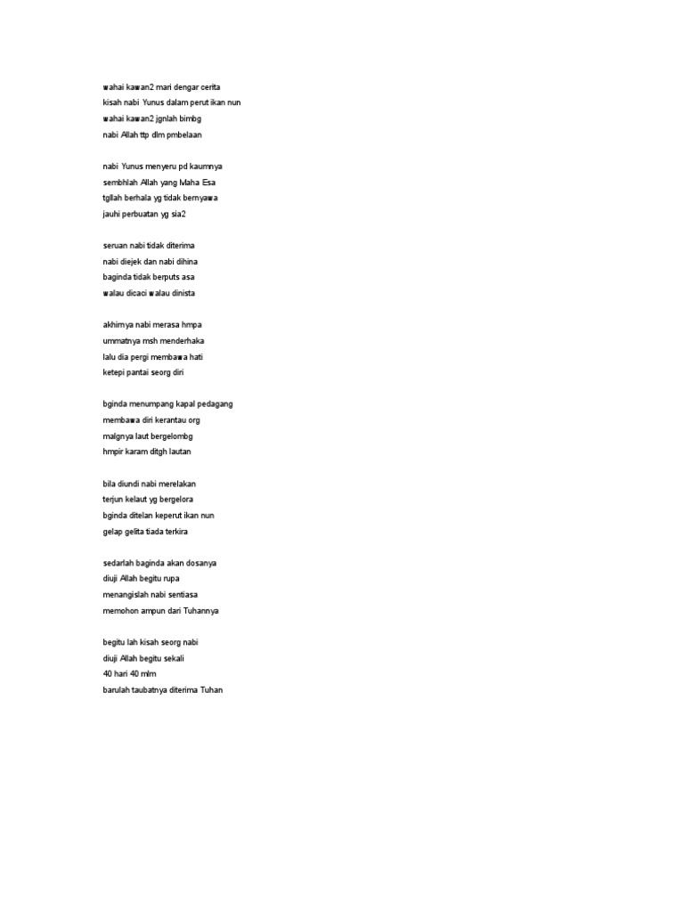 Nasyid Nabi Yunus Pdf