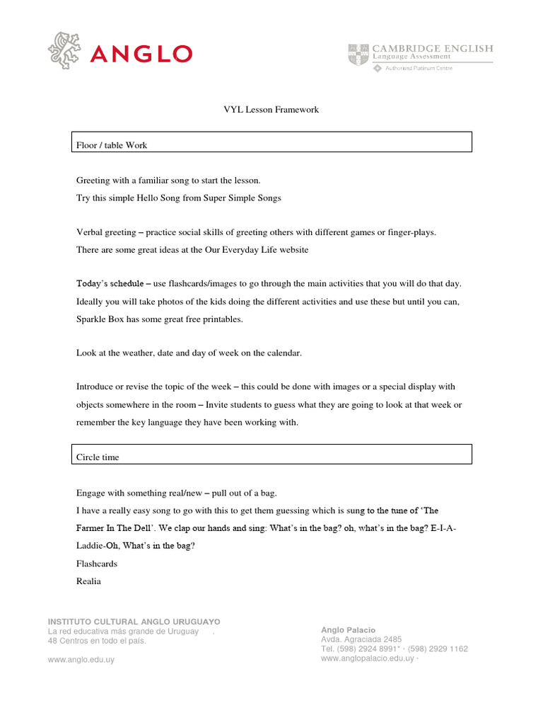 VYL Lesson Planning | PDF | Learning | Cognition