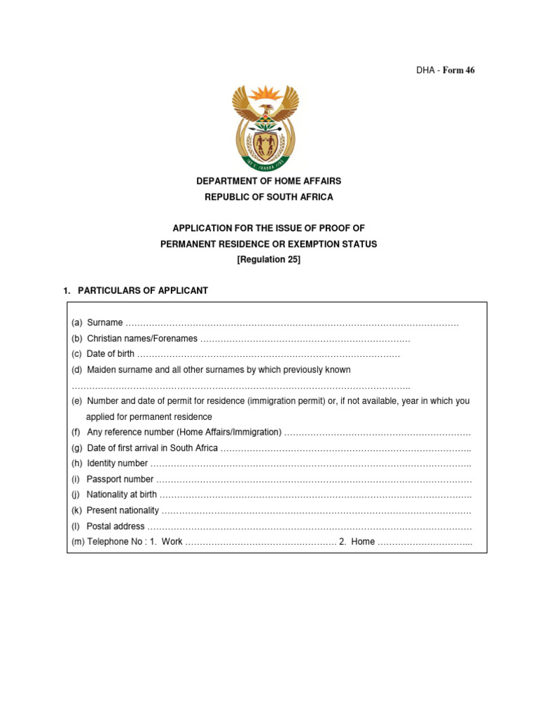 Application for Proof of Permanent Residence | PDF | Identity Document ...