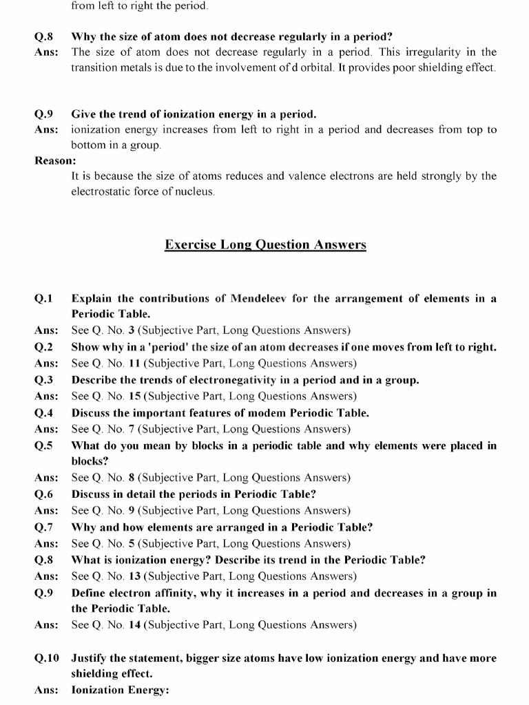 Class 9 chemistry notes chapter 3 long questions pdf