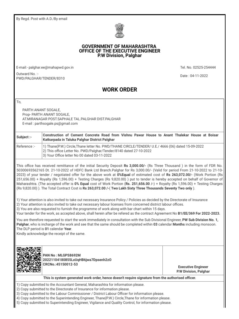 Work Order Letter Return To Work Letter | PDF | Government | Economies