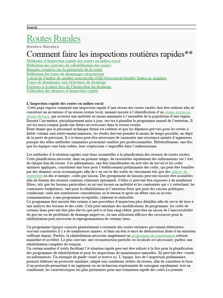 Inspection rapide des routes rurales | PDF | Pont | Route