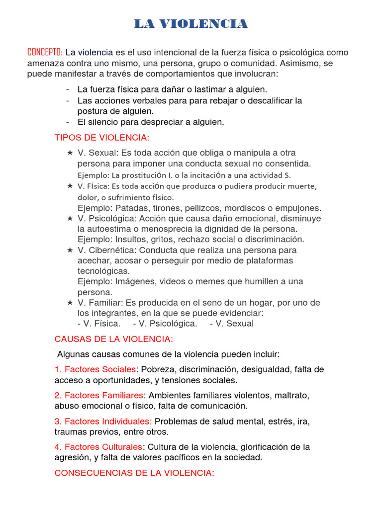Tipos y Consecuencias de la Violencia | PDF | Violencia | Abuso infantil