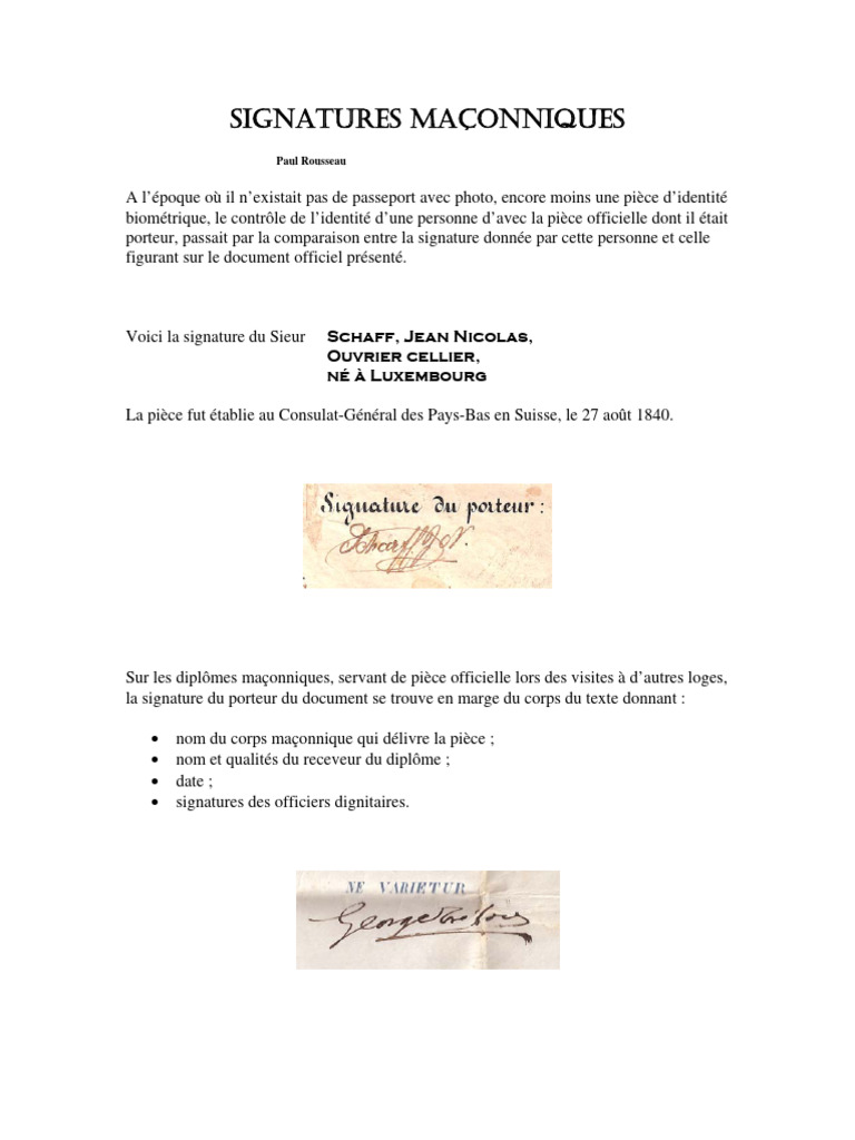 Signatures | PDF | Franc-maçonnerie