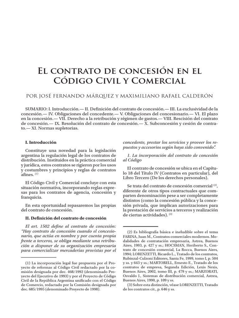 Contrato de Conseción en El CCYC | PDF | Derecho privado | Consentimiento