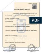 Certificado Alumno Regular: C.A.R. REG.N°: 202310027481 Universidad de Tarapacá Iquique-Chile Registraduría