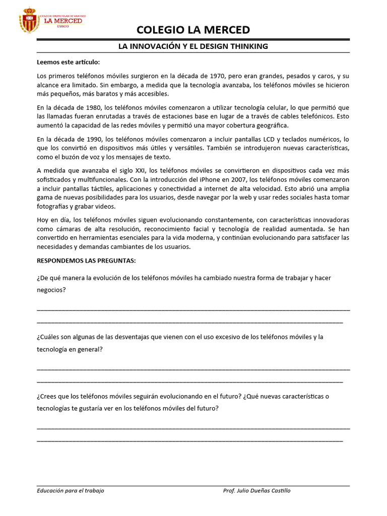 Innovación y Design Thinking en Tecnología | PDF | El pensamiento de ...