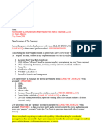 Secured Party Creditor Payment Cover Letter