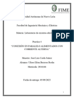 Practica 4 CONEXIÓN EN PARALELO ALIMENTADOS CON CORRIENTE ALTERNA