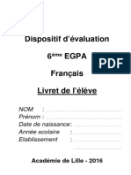 Evaluation 6eme EGPA 2016 Livret Eleve Francais