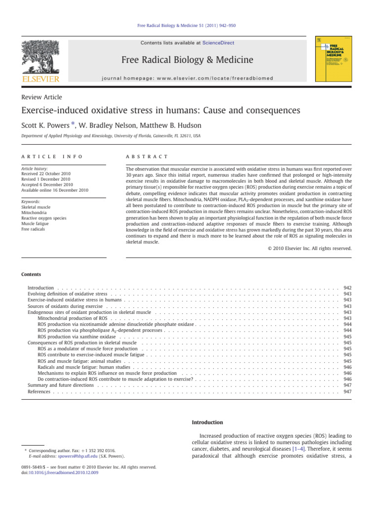 Exercise-Induced Oxidative Stress Effects | PDF | Reactive Oxygen ...