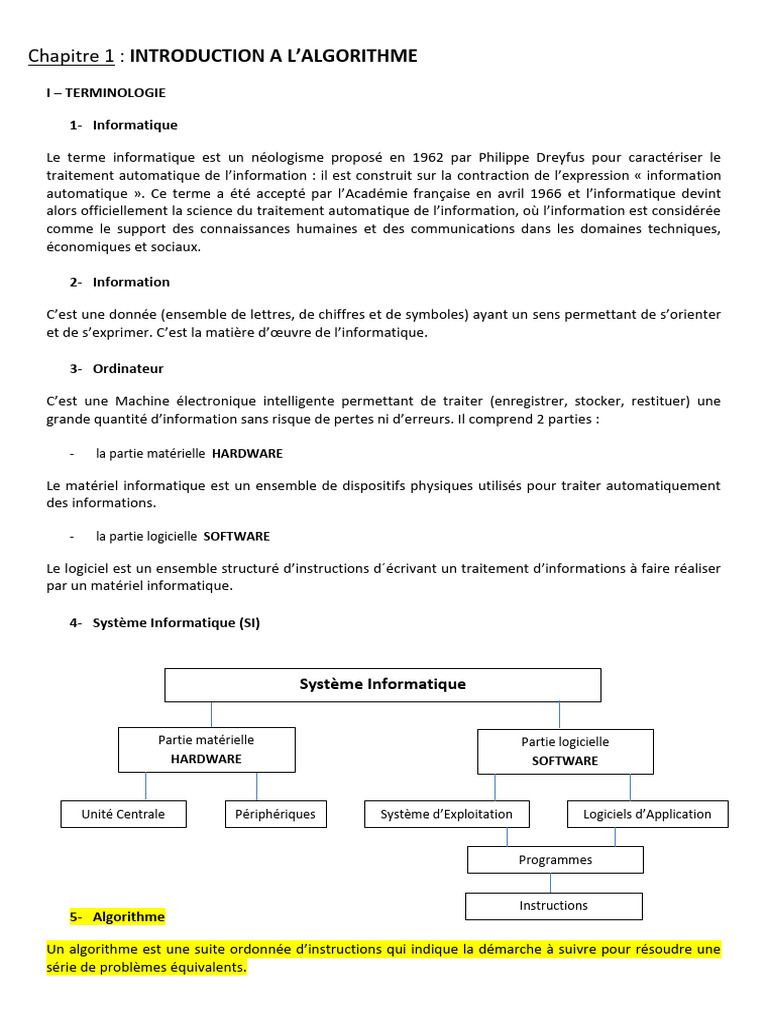 Introduction à l'algorithme et ses concepts | PDF | Informatique ...