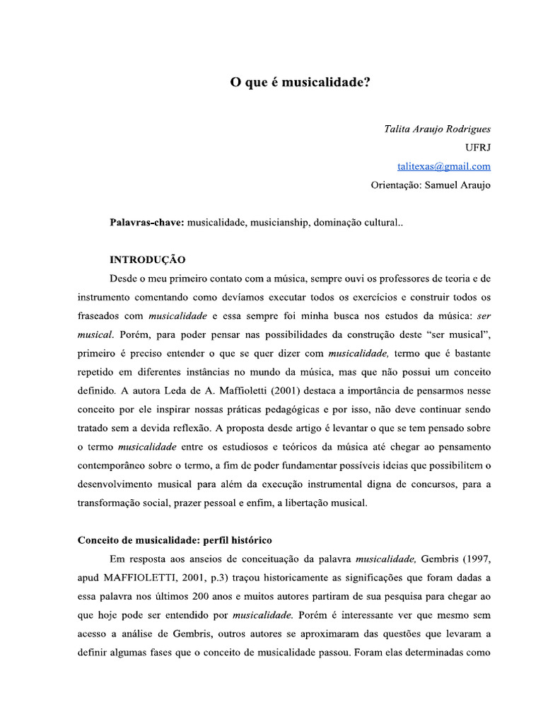 o Que é Musicalidade | PDF