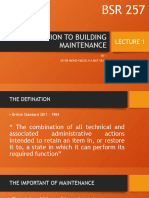 Lecture 1 - Introduction To Building Maintenance