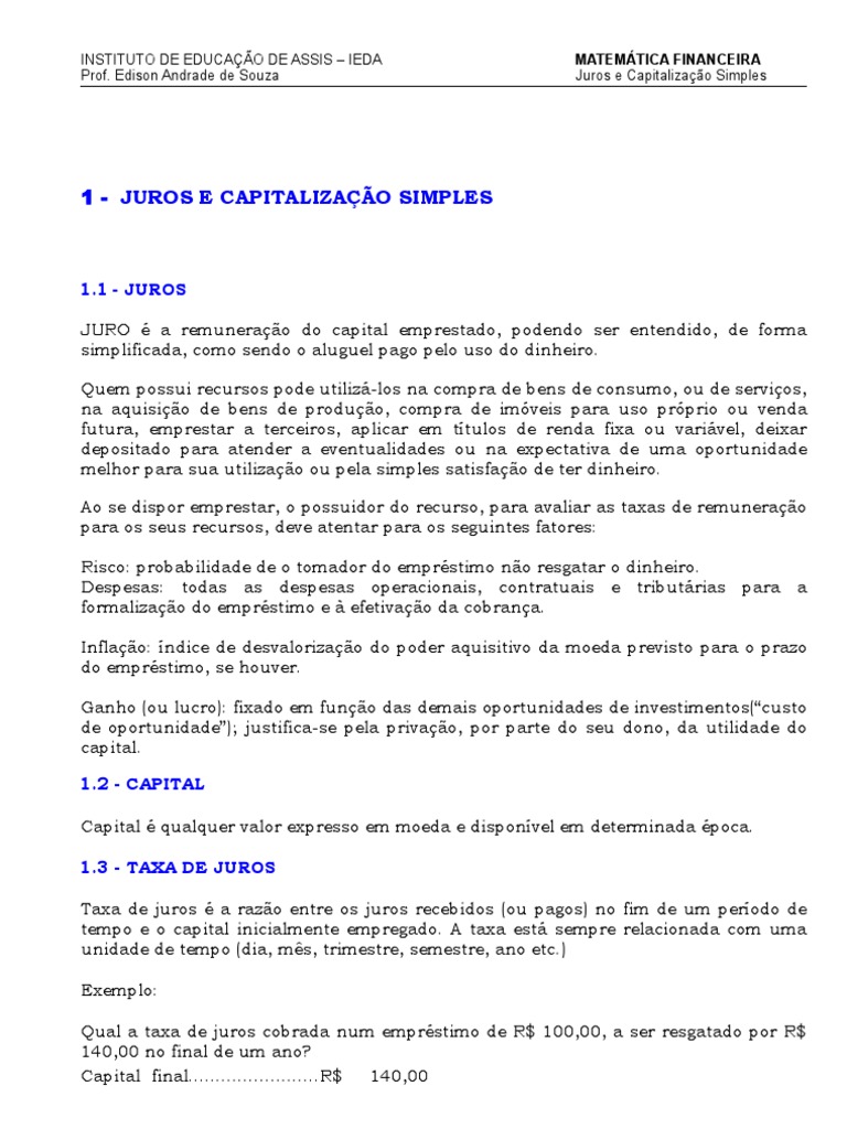 Apostila Matematica Financeira | PDF | Desconto | Juros