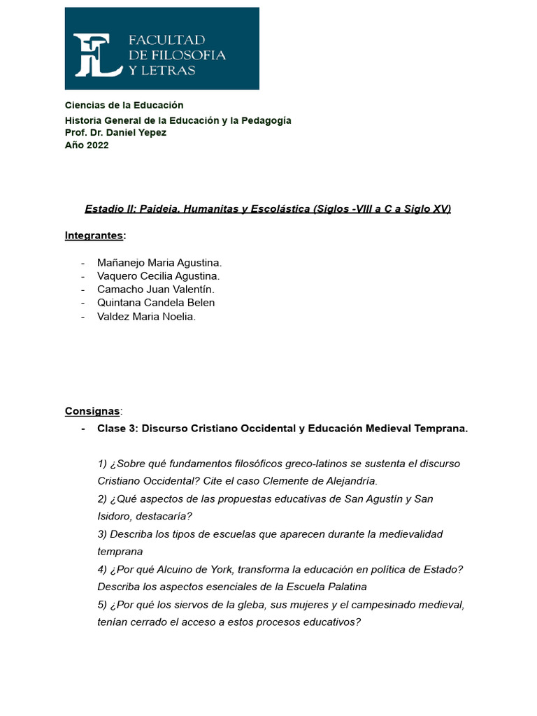 TP #4 - Historia Social de La Educación y La Pedagogía | PDF | Clemente ...