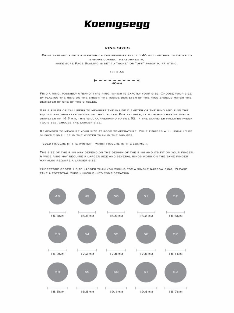 Jewelry Size Chart | PDF