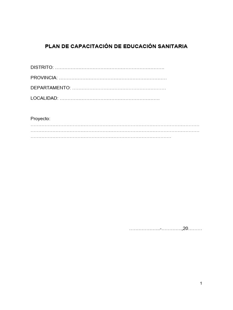 Plan de Capacitación en Educación Sanitaria | PDF | Aprendizaje ...