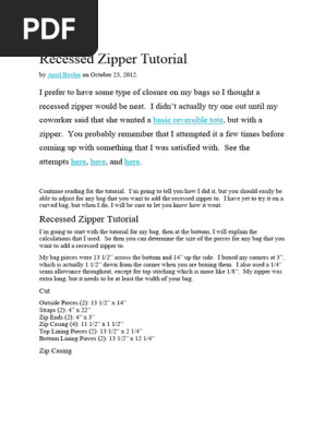 Recessed Zipper Tutorial