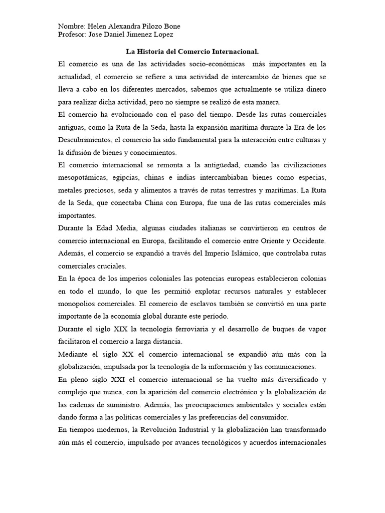 La Historia Del Comercio Internacional | PDF | Comercio | Globalización