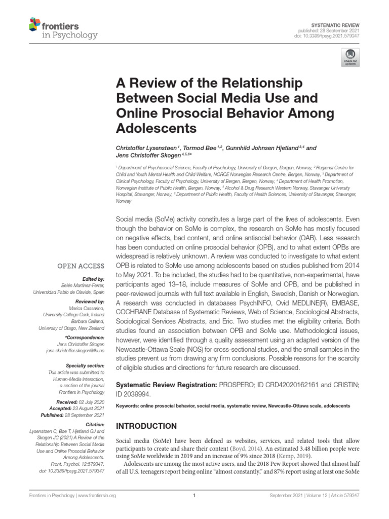 A Review of The Relationship Between Social Media Use and Online ...