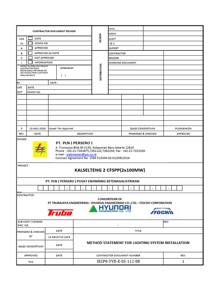 Method Statement for Lighting Installation | PDF | Quality Assurance ...