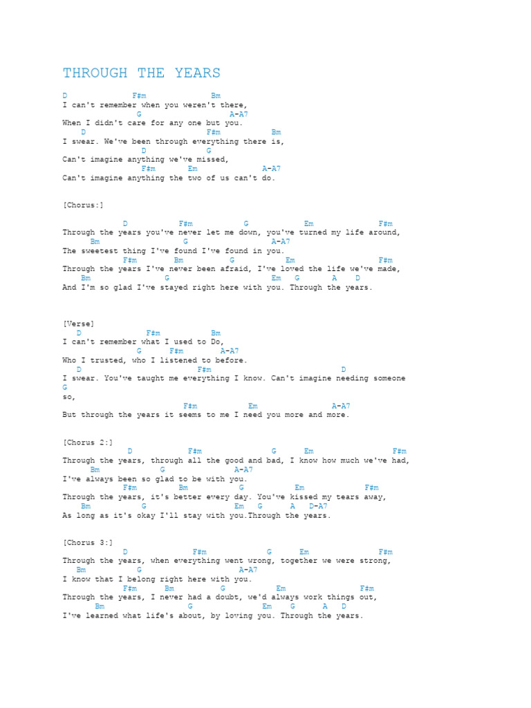 Through the years pdf
