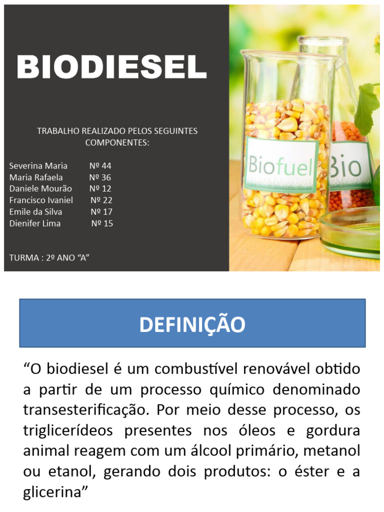 Trabalho Sobre Biodiesel | PDF | Biodiesel | Diesel