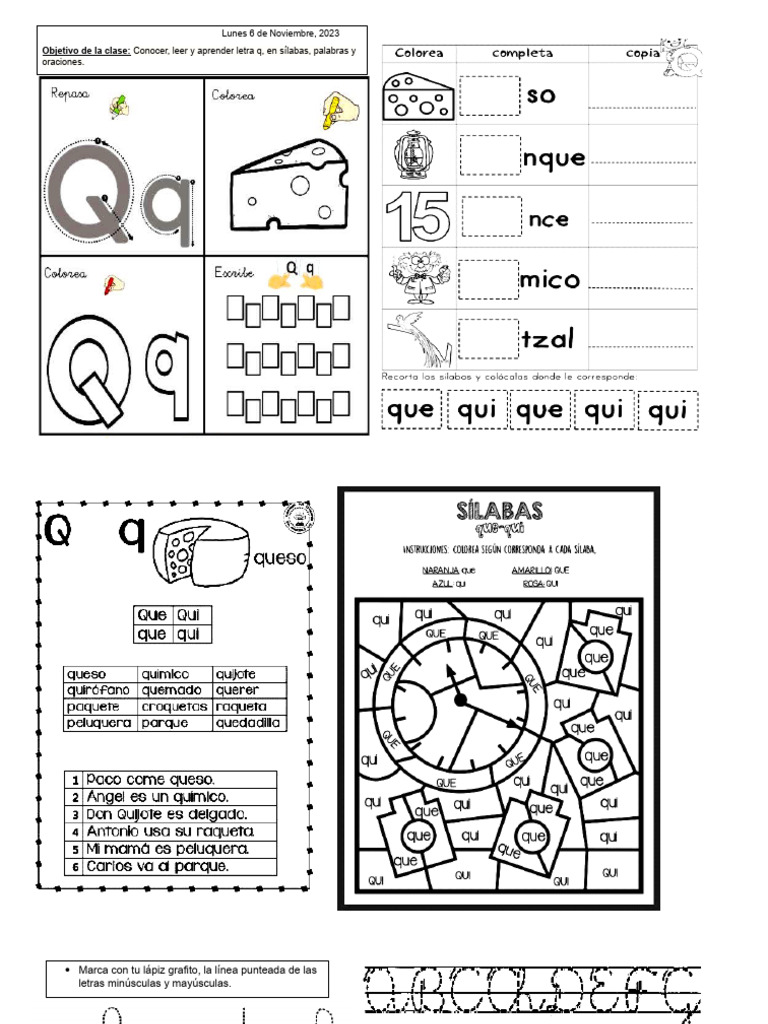 Actividades de lectoescritura con la letra Q | PDF | Hogar, jardinería