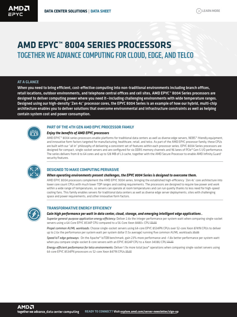 Amd Epyc 8004 Series Processors Datasheet | PDF | Computer Hardware ...