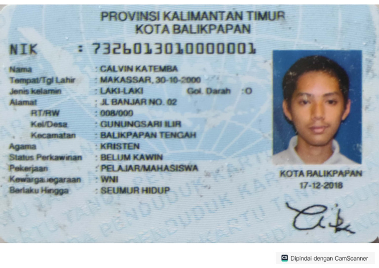 KTP Calvin Katemba Teknik Perminyakan 1801175 | PDF