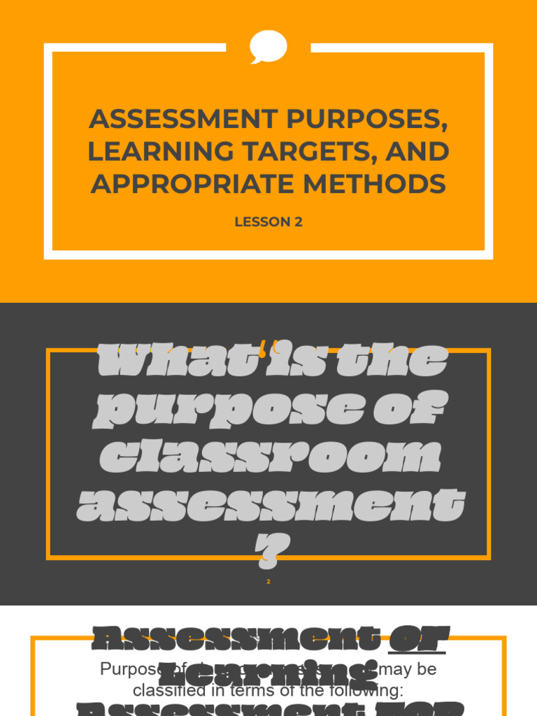 2 assessment purposes learning targets and appropriate methods pdf