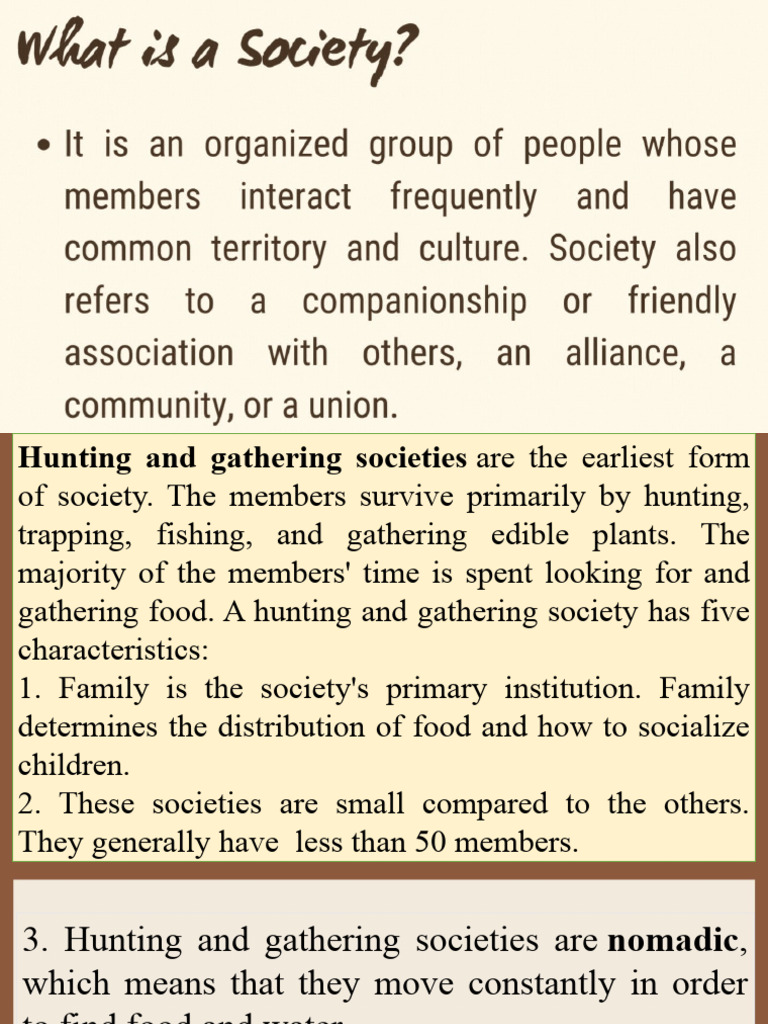 Types of Societies PDF Society Hunter Gatherer