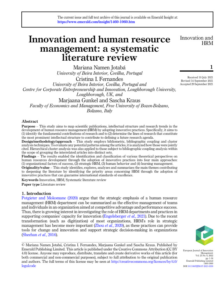 Innovation in Human Resource Management | PDF | Innovation | Human ...