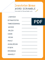 Word Scramble - Year 4 (Unit 1 - Countries Name)