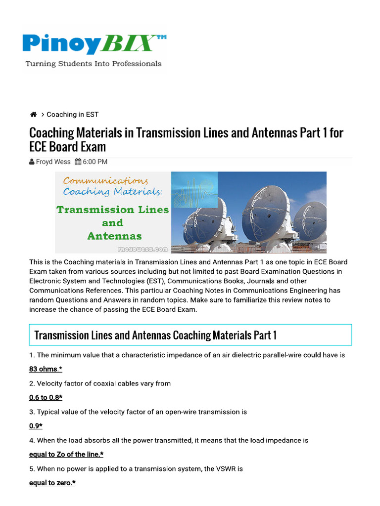 Coaching Materials In Transmission Line Part 1pdf Pdf