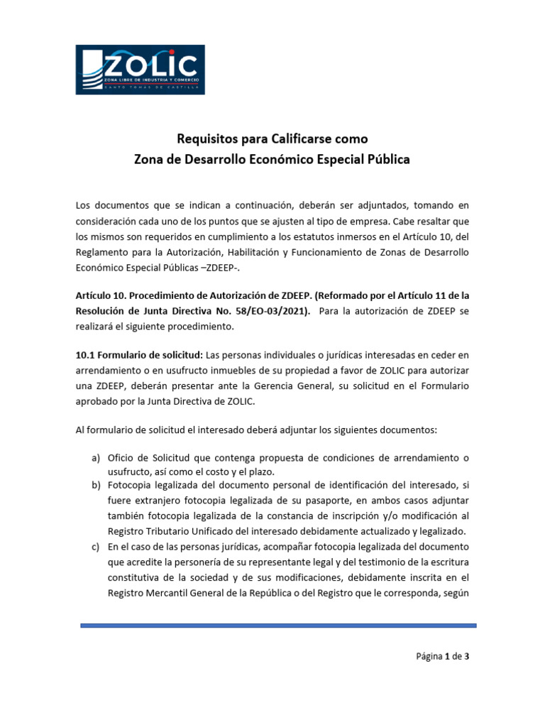Requisitos para Zonas de Desarrollo Económico | PDF | Gobierno | Justicia