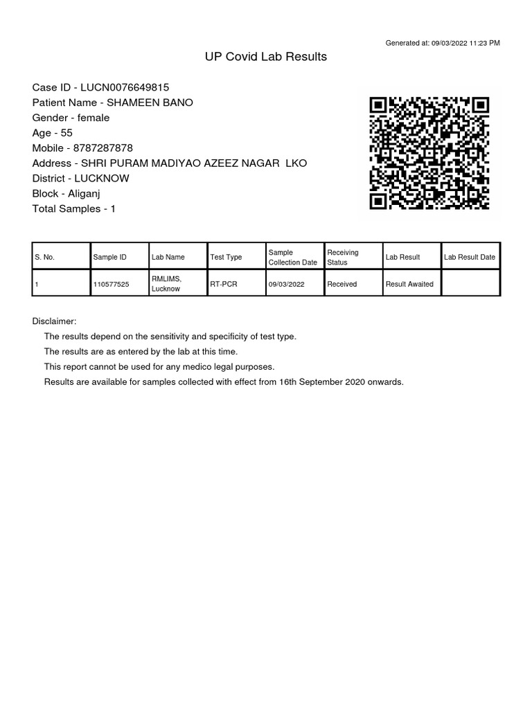 Lab results 76649815 pdf