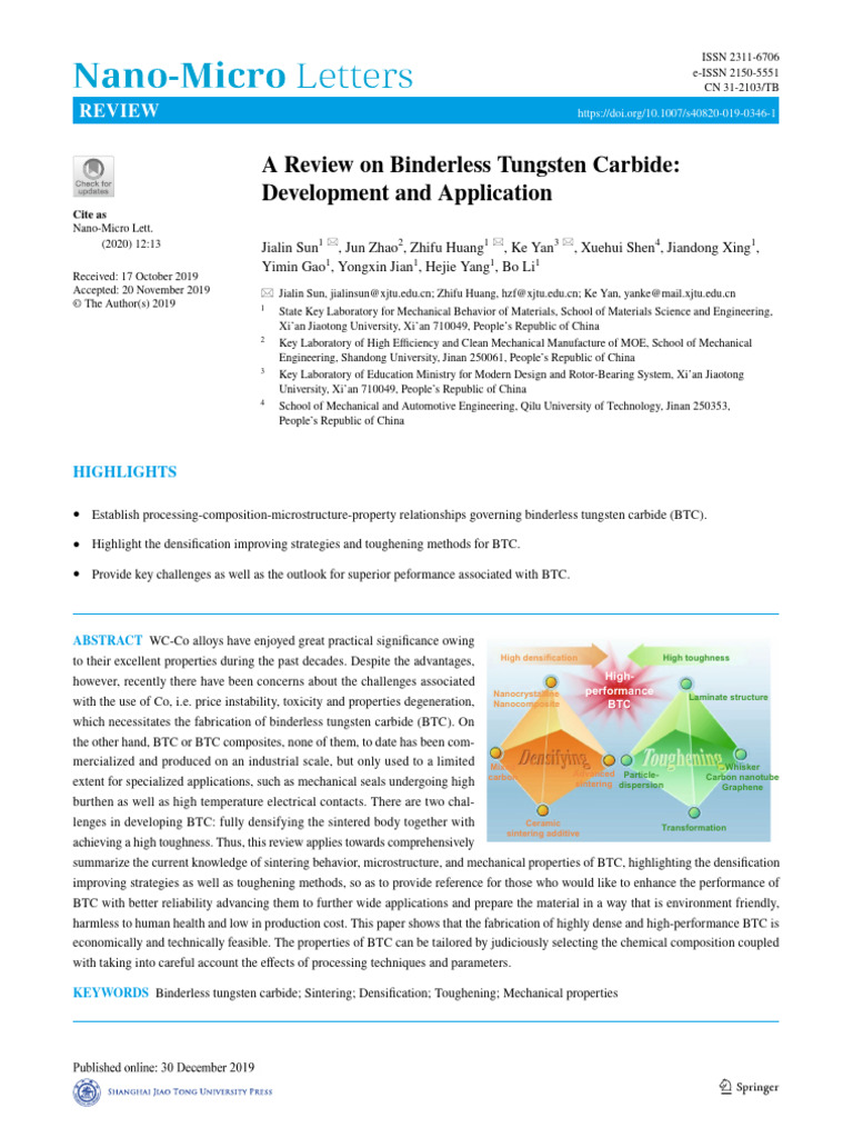 Advances in Binderless Tungsten Carbide | PDF | Sintering | Composite ...