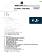 Molecular Basis of Inheritance - Worksheet 01 - (Yakeen 2.0 2023 PW Stars)