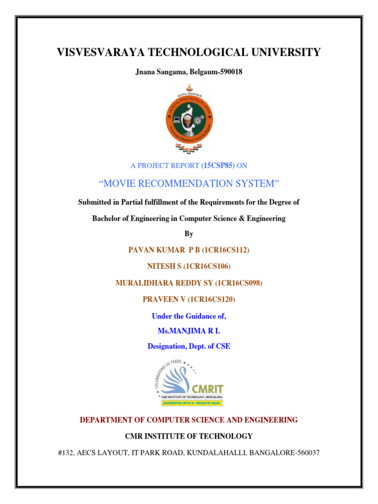 Movie Recommendation System Report | PDF | Cluster Analysis | Software ...