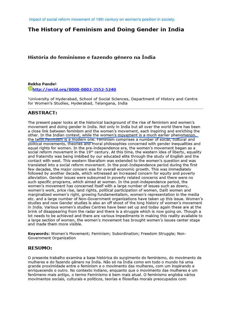 Feminism and Gender in India's History | PDF | Feminism | Gender Studies