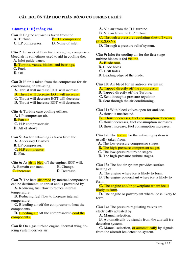 Turbine Engine Question Bank PDF Ignition System Engines