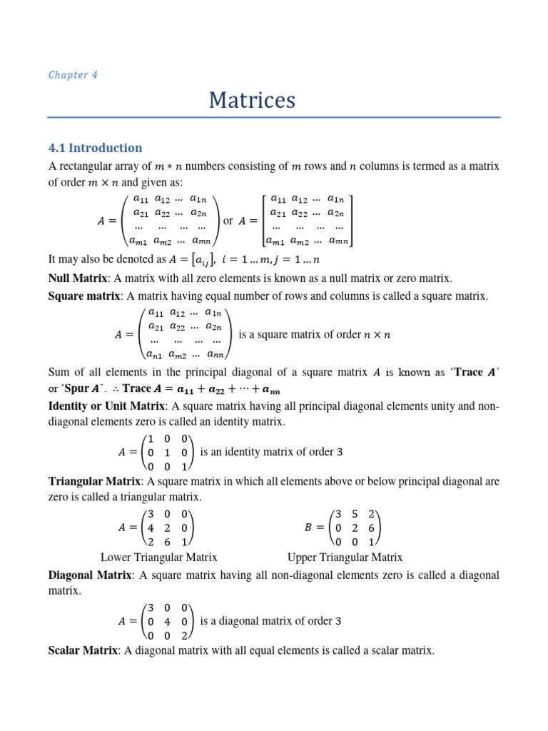 Matrix Operations and Properties | PDF | Matrix (Mathematics) | Determinant