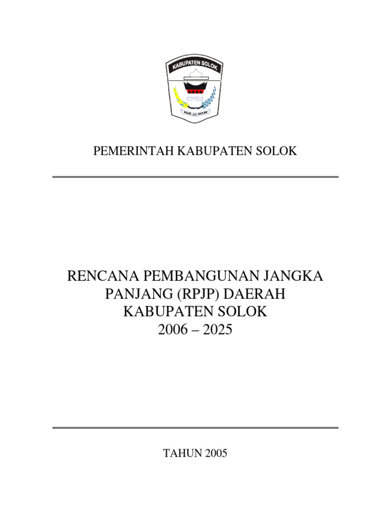 RPJP Kabupaten Solok 2006-2025 | PDF