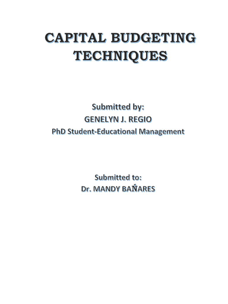 Capital Budgeting Techniques Explained | PDF | Internal Rate Of Return ...