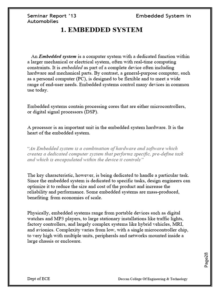 Embedded System | PDF | Airbag | Anti Lock Braking System