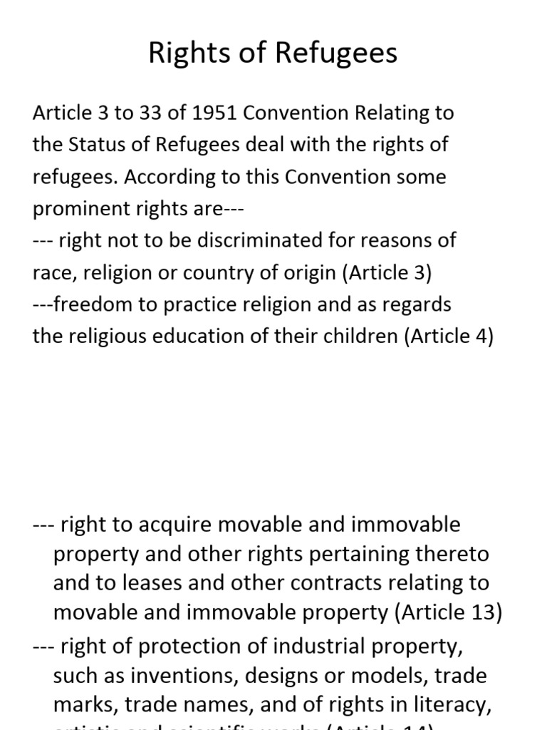 Refugee Rights Under 1951 Convention | PDF